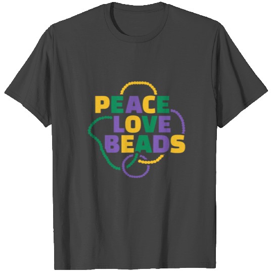 Mardi Gras Peace Love Beads T Shirts