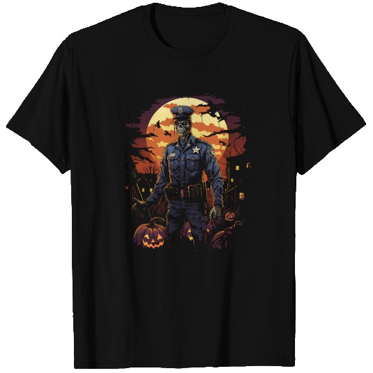 Creepy Zombie Cop Undead Police Halloween Officer T Shirts