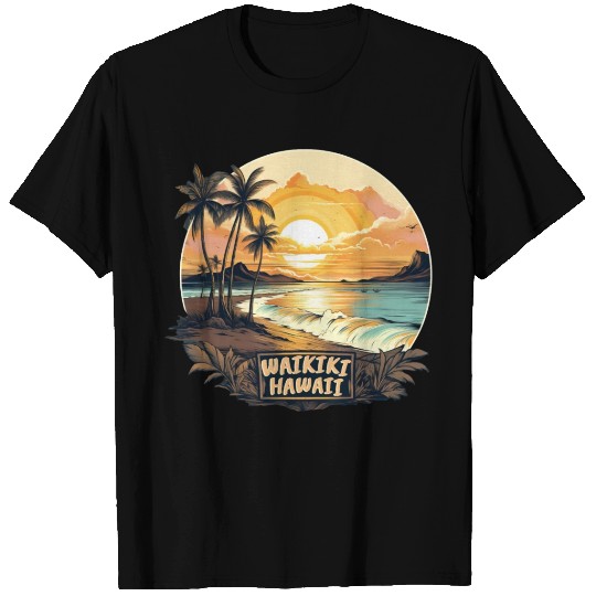 Hawaii Waikiki Beach Oahu Honolulu Sunset T Shirts