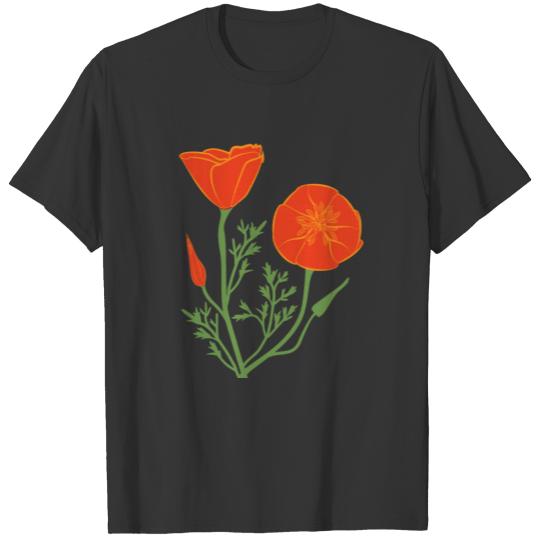 California Poppies on Clear Background T Shirts