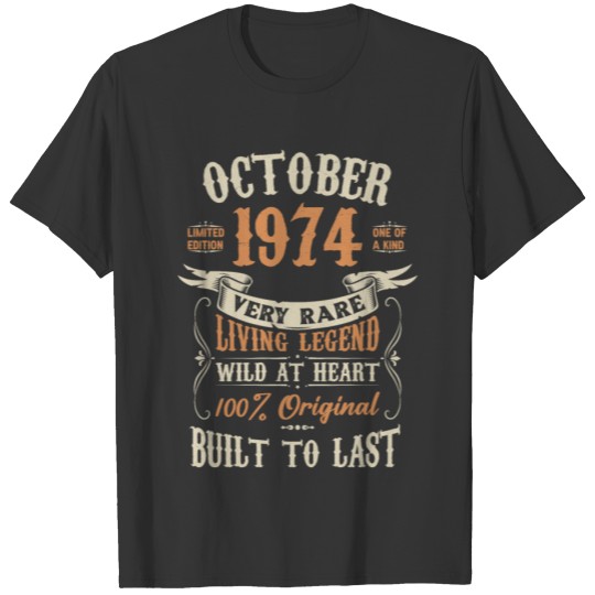 October 1974 Birthday Surprise T Shirts