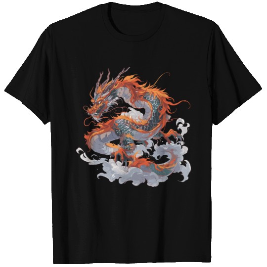 Orange Chinese dragon T Shirts