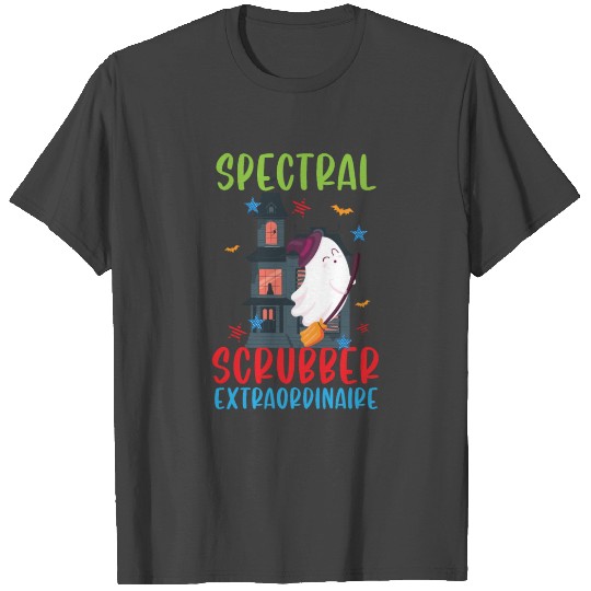 Spectral Scrubber Extraordinaire Janitor Halloween T Shirts