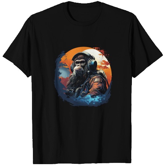 Cool Ape with headphone - Ape, Monkey Graphics T Shirts