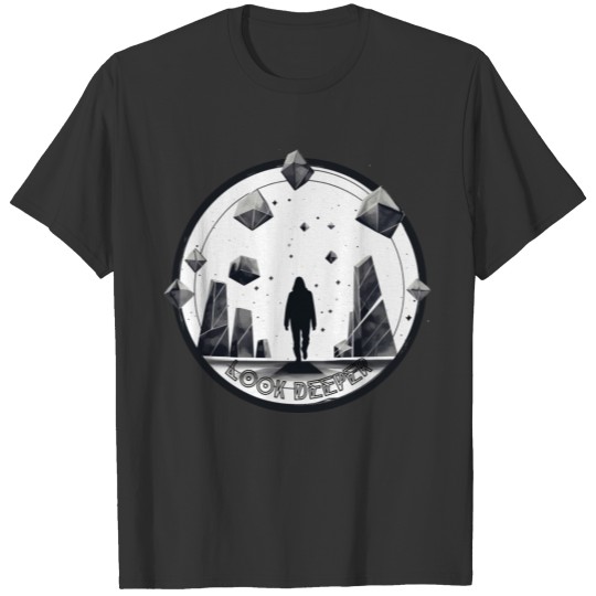 Premium black and white Space Yoga Look Deeper Zen T Shirts