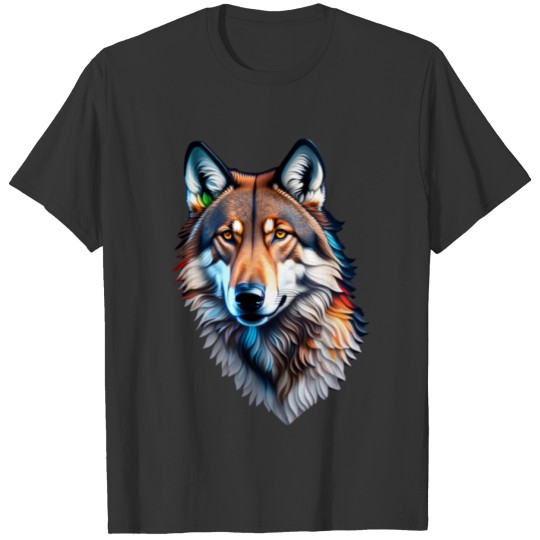 Detailed drawing of a brown wolf face T Shirts