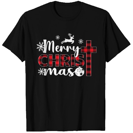 Merry Christmas Cross Plaid Xmas Christian T Shirts
