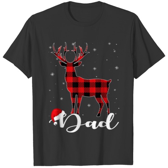 Dad Reindeer Buffalo Red Plaid Christmas Pajama T Shirts