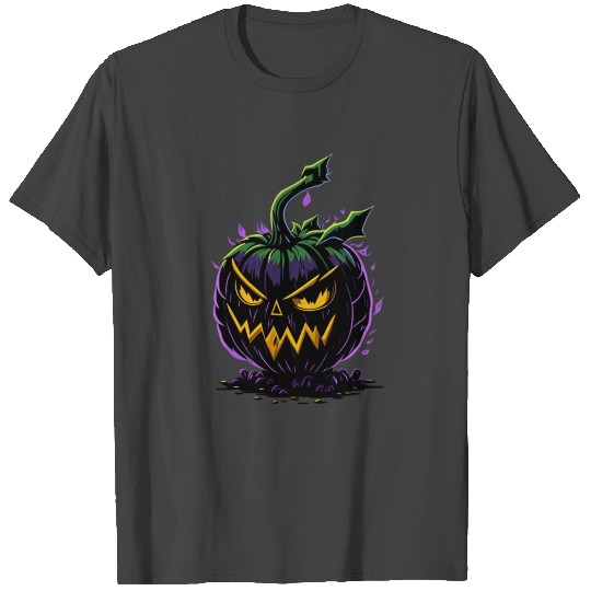 Angry Pumpkin Halloween Purple T Shirts