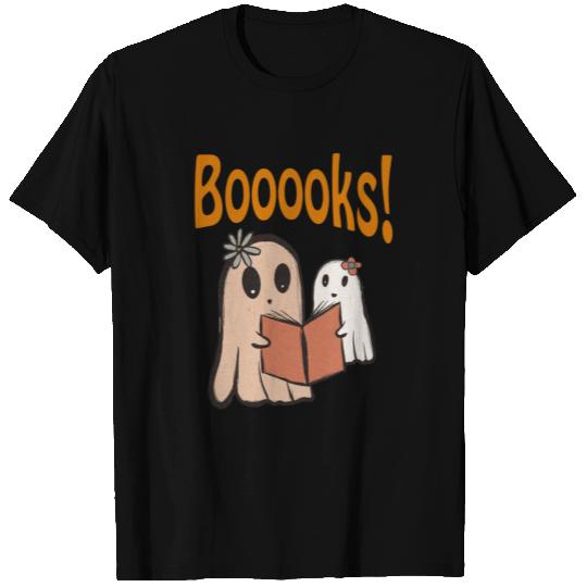 Cute Ghost Books Halloween Boo Teacher T Shirts