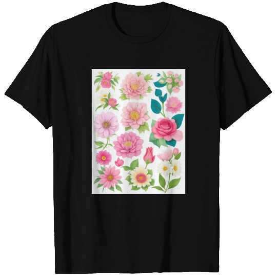 Blooming Crimson and coral Spring Flowers T Shirts