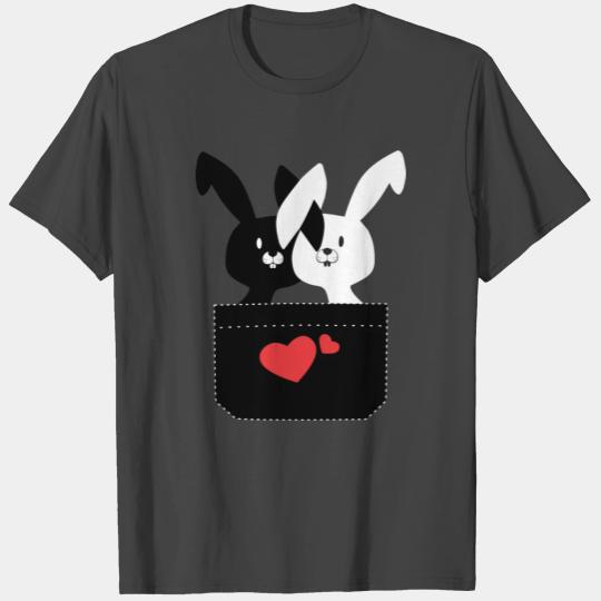 Cute Couple Of Easter Bunnies Black And White With T Shirts