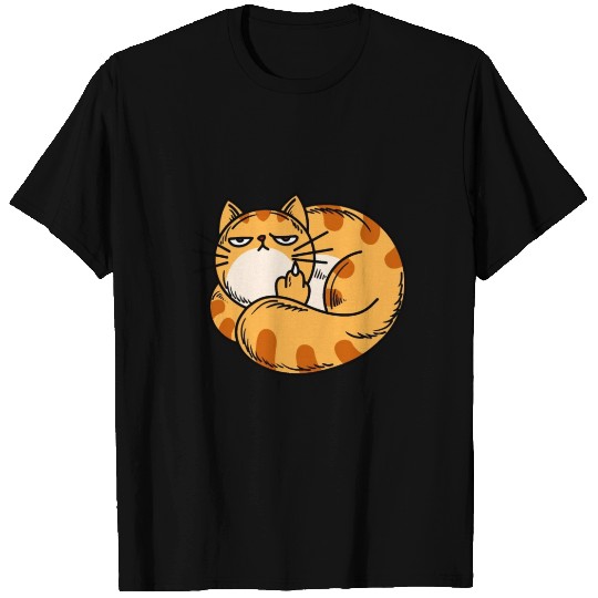 Orange Cat Middle Finger T Shirts