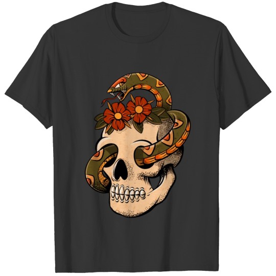 Vintage Snake and Skull Tattoo T Shirts