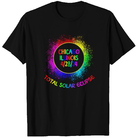 Total Solar Eclipse Chicago Illinois 4/28/24 Kidsf T Shirts