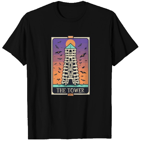 The Tower Tarot Skeleton Halloween Style T Shirts