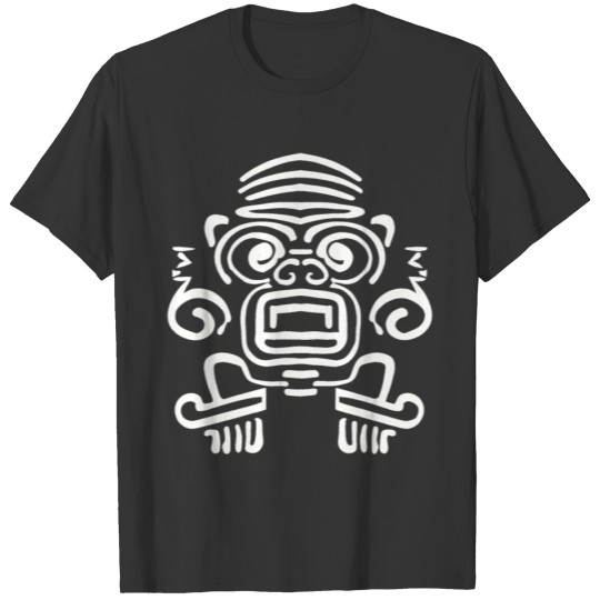 Aztec White Monkey Face Design T Shirts