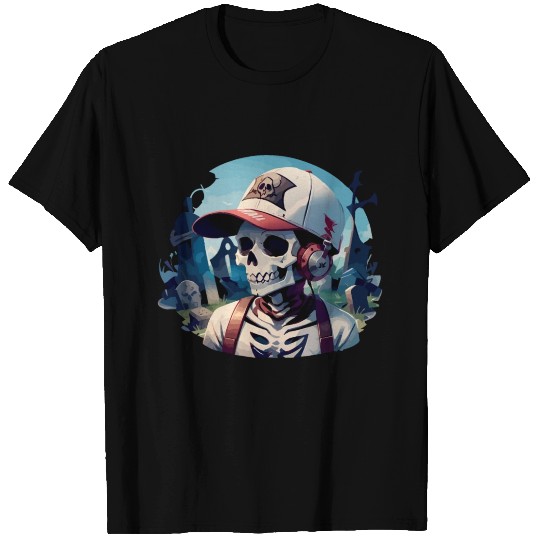 Graveyard Skull with Headphones T Shirts