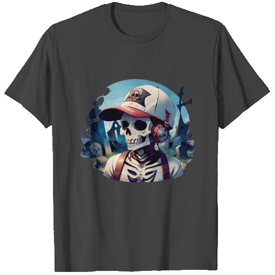 Graveyard Skull with Headphones T Shirts