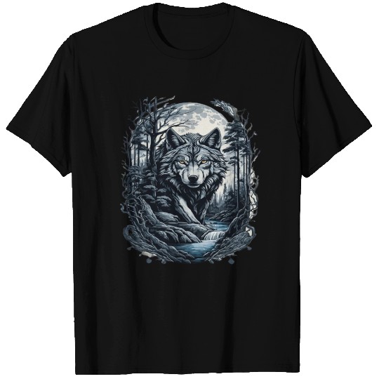 Sunset Grey Wolf Hunter for Men and Women T Shirts
