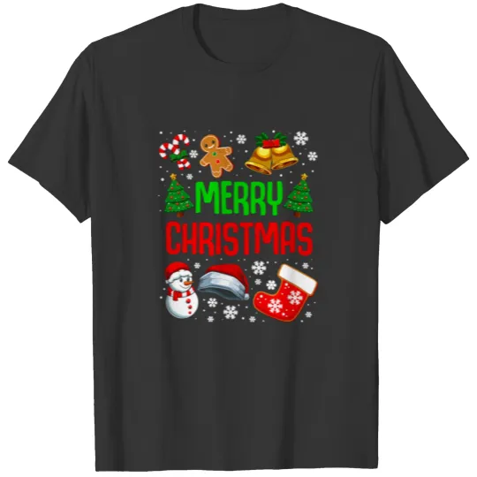 merry christmas pajama cute gingerbread snow man x T Shirts