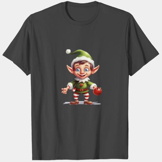 Christmas Elf Playing Bowling Bowler X-Mas T Shirts