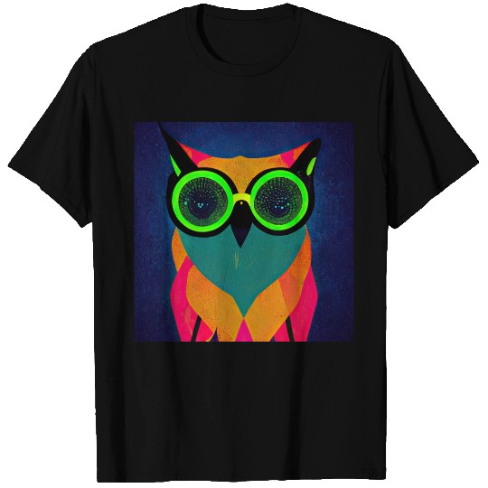 Mod Owl: Bold Owl with Green Glasses T Shirts
