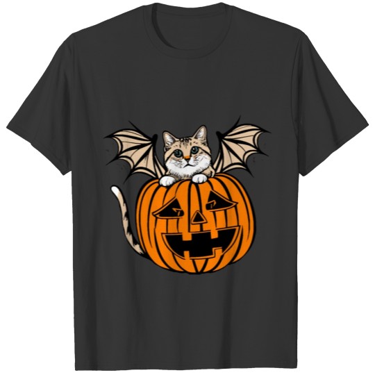 Cute Creepy Cat With Bat Wings Funny Halloween T Shirts