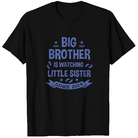 The big brother takes care of the little sister in T Shirts