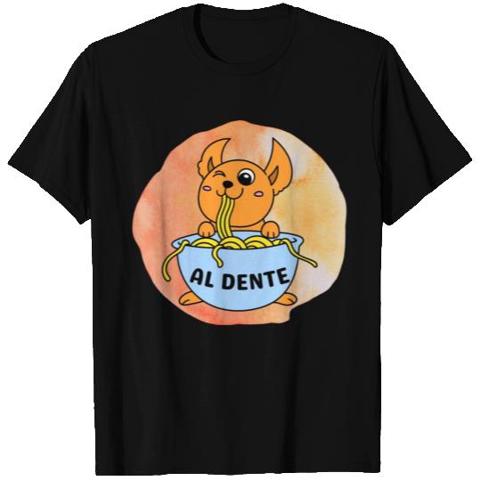 Kawaii Cat eating spaghetti- pasta Al Dente T Shirts