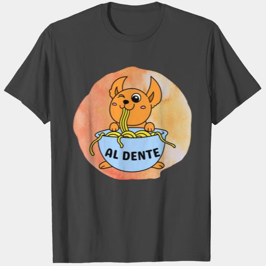 Kawaii Cat eating spaghetti- pasta Al Dente T Shirts