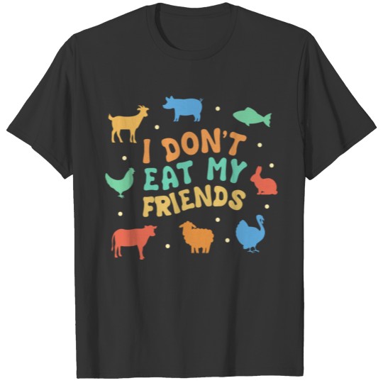 Goat Pig Fish Friends Design for Vegan People T Shirts