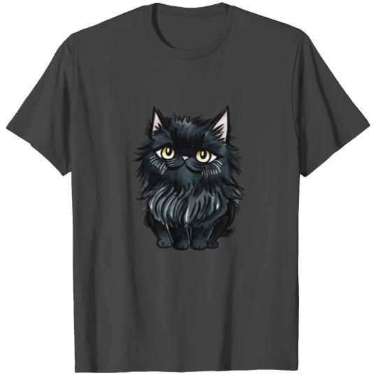 Black Persian Cat Happy Smile T Shirts