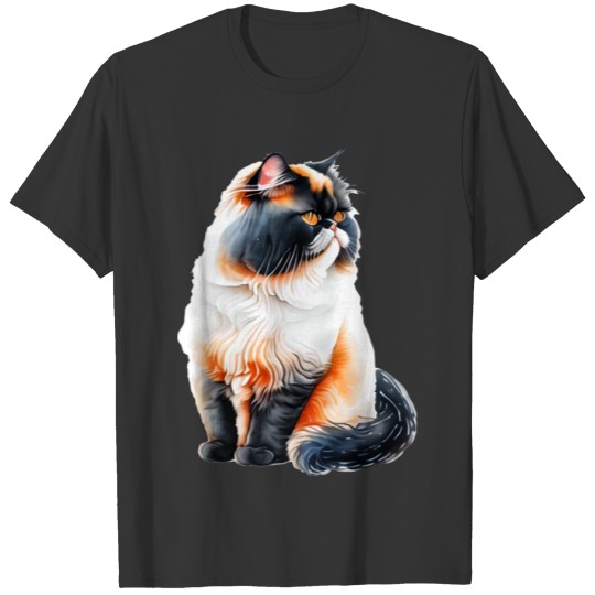 Persian Cat - Black, White, and Orange T Shirts