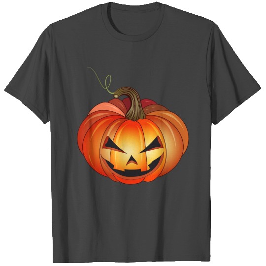 orange funny Halloween pumpkin face T Shirts