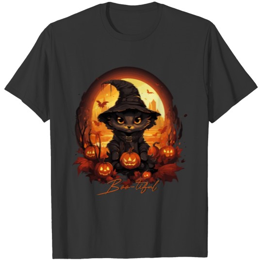 Halloween cute scary guy. Cat - Wizard T Shirts