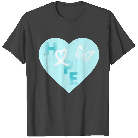 Lung Cancer Hope & Butterfly Blue/White T Shirts