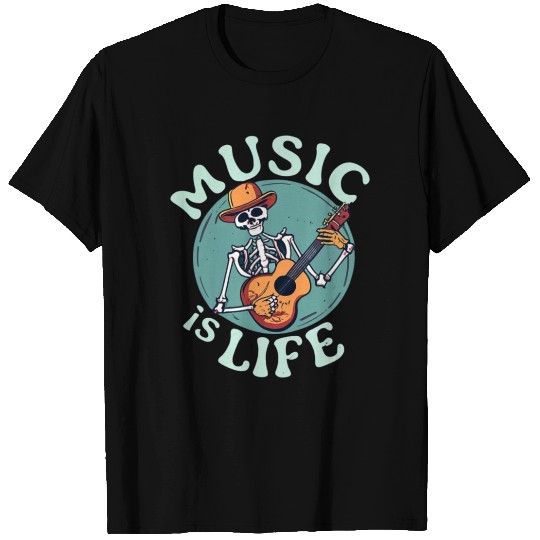 Music Is Life - Skeleton T Shirts