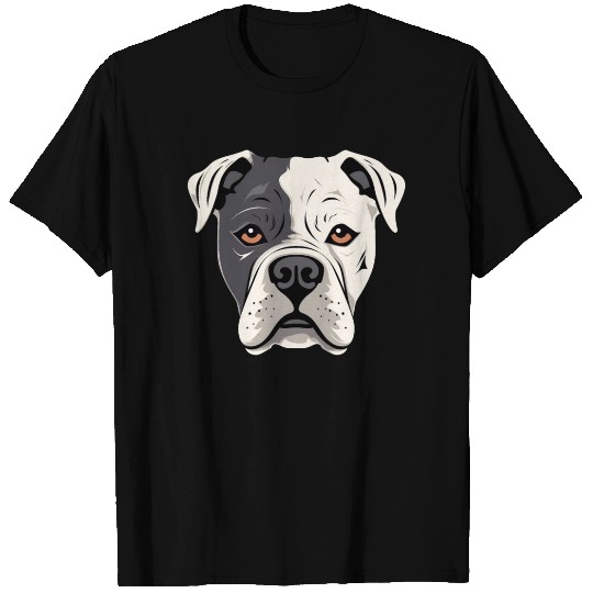 American Bulldog Dog Face Cute Cartoon Puppy Lover T Shirts