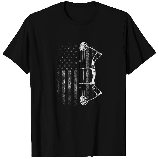 Archery Compound Bow USA American Flag T Shirts