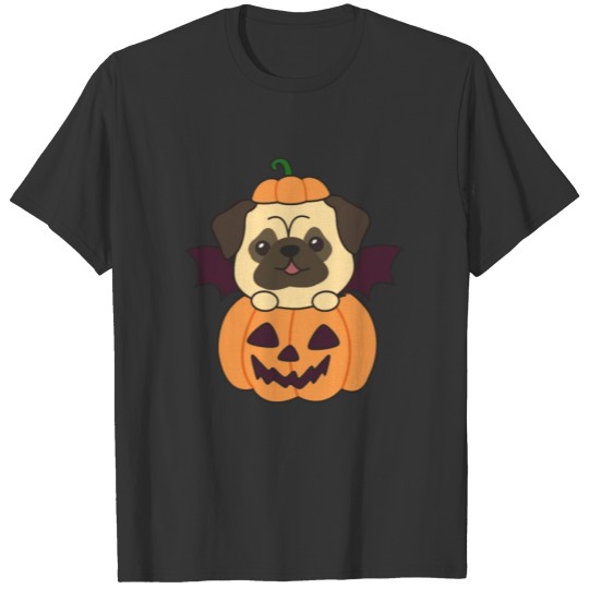 Pug Happy Halloween Pumpkin Bat Costume T Shirts