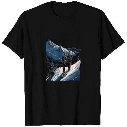 Skiing Ski Snow Mountain Skier Couples T Shirts