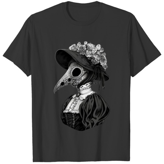 Black and White Gothic Plague Lady T Shirts