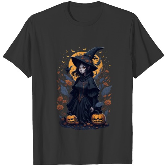 Bewitching Night: Halloween Black Witch T Shirts