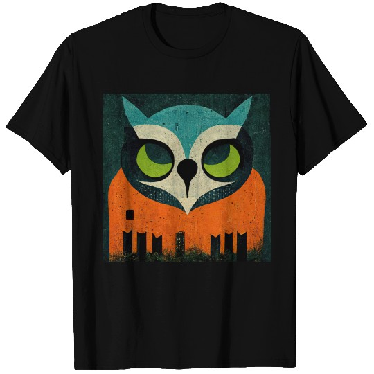 Mod Owl: Teal-Headed Owl T Shirts