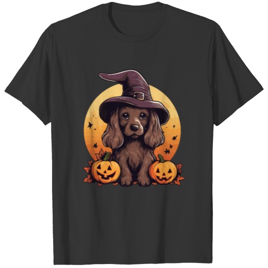 Halloween Witch Hat Pumpkin Dog Cocker Spaniel T Shirts