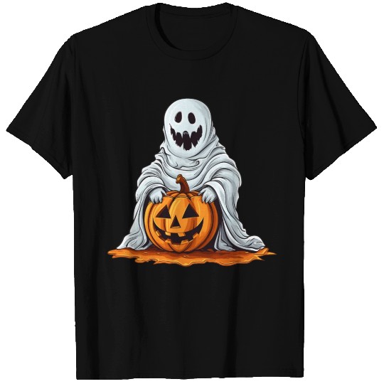 Funny Halloween Pumpkin With Cute Ghost T Shirts