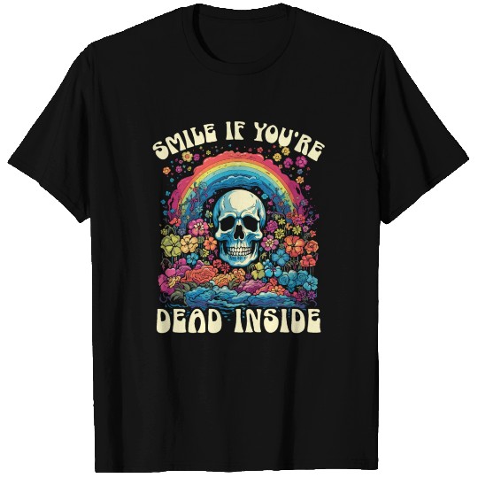 Dead Inside Sarcastic Gothic Skeleton Halloween T Shirts