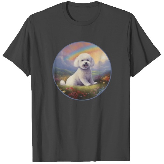 Bichon Frise Memorial Rainbow Bridge Colorful Dog T Shirts