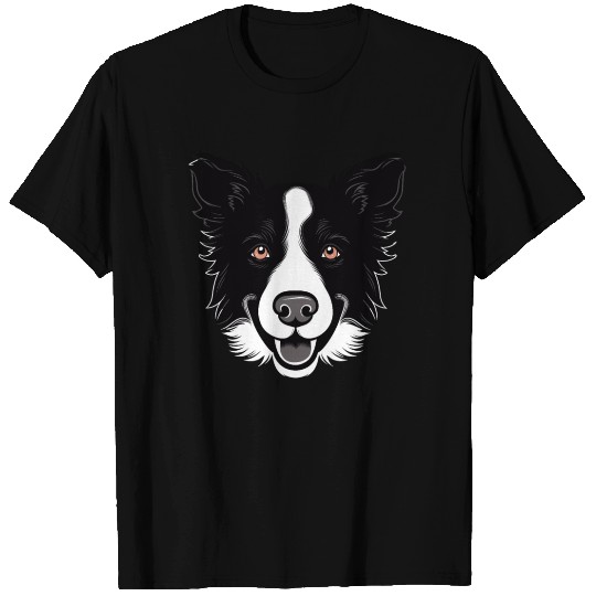 Border Collie Face Cute Cartoon Puppy Lover T Shirts